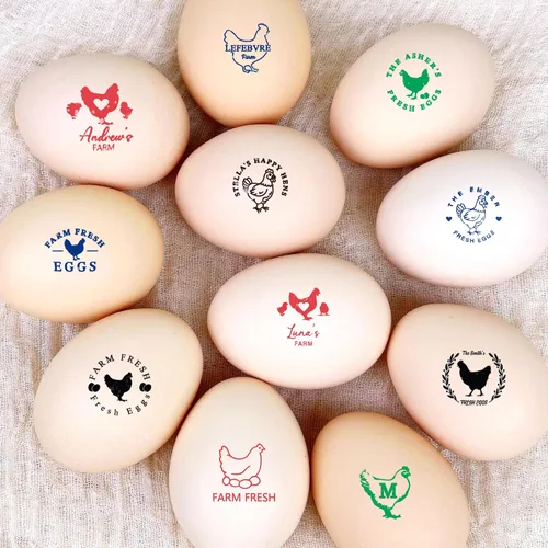 Miniatura 5 de Sellos de huevos personalizados para huevos frescos, silueta de gallina con nombre personalizado, sello de plástico de 1.18 x 2.76 pulgadas, regalo