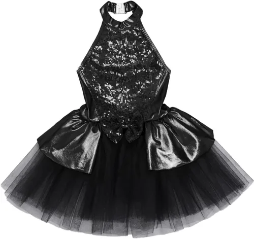 Miniatura 86 de CHICTRY Vestido tutú de ballet con lentejuelas brillantes para niñas y niñas, moderno disfraz de baile latino de jazz