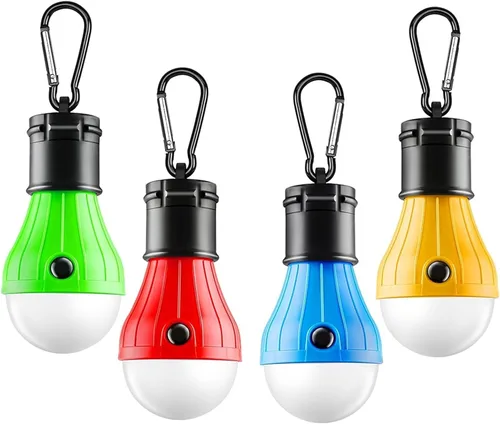 Miniatura 2 de Juego de 4 faroles LED para campamento, luces portátiles para tienda de campaña con ganchos de clip y 3 modos (alto/bajo/estroboscópico), lámpara