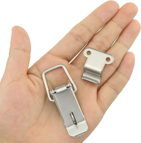 Miniatura 4 de 4PCS 2.283 in 90 grados de ángulo recto de acero inoxidable caja de herramientas capó pestillos de resorte cargado gatillo cierre cierre hebilla