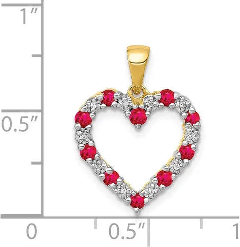 Miniatura 4 de Colgante de diamante de 14 quilates y corazón rubí de 0,35 estilo PM5270-RU-003-YA