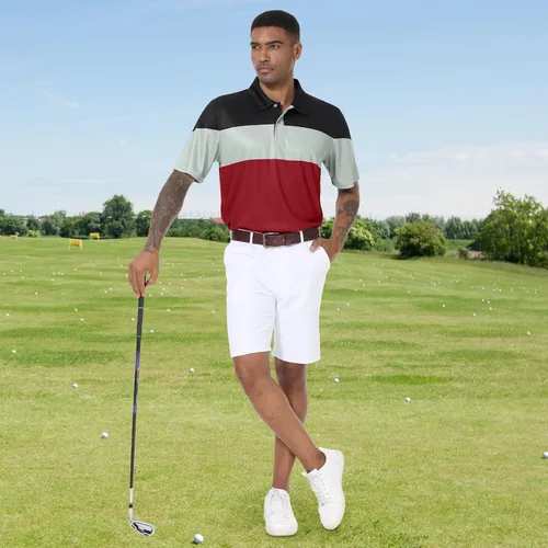 Miniatura 6 de Polo de golf para hombre grande y alto, ajuste seco, manga corta, impresión, rendimiento que absorbe la humedad, polo deportivo M-7XL