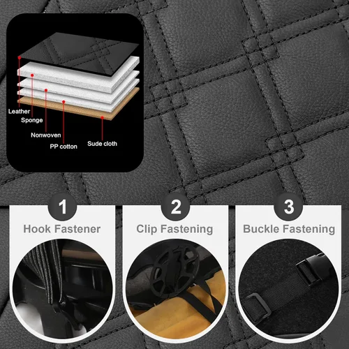 Miniatura 5 de CAROMOP Fundas de asiento de coche de cuero PU de lujo, juego delantero - Fundas de asiento impermeables y antimanchas para automóviles, fundas