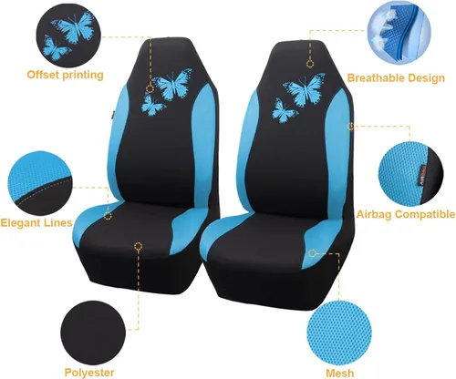Miniatura 2 de Flying Banner - Juego completo de fundas para asiento de automóvil Butterfly, estilo universal de moda para mujer, para banco trasero (divisible)