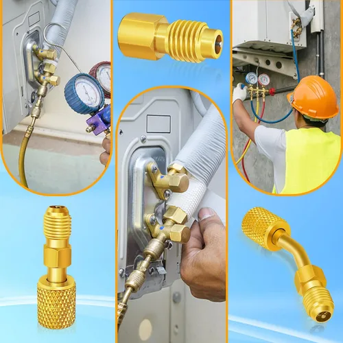 Miniatura 9 de R410A - Mini adaptadores divididos, adaptador de manguera de refrigerante R410a, convertidor de latón, kit de conectores de adaptador de línea