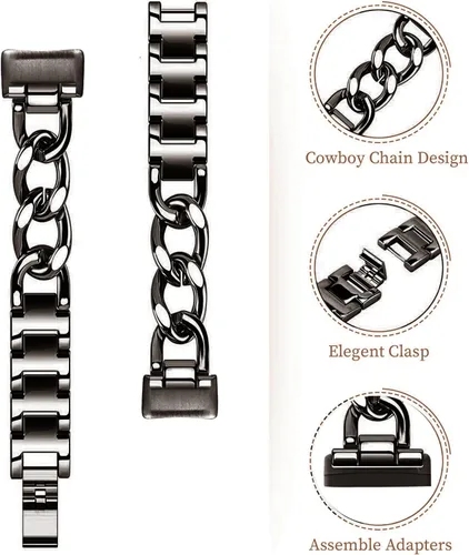 Miniatura 5 de Bandas geniales para Fitbit Inspire 3 bandas para mujer, correa de repuesto ajustable de metal de acero inoxidable compatible con Fitbit Inspire 3