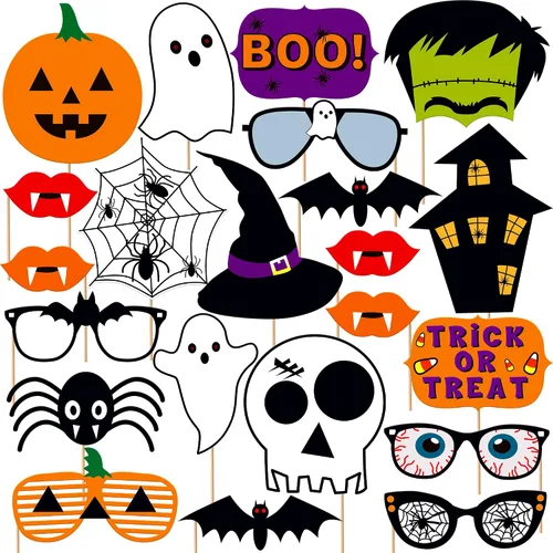 Miniatura 10 de KatchOn, Juego de accesorios de Halloween, paquete de 35 Accesorio de cabina de fotos del Día de los Muertos para decoraciones de fiesta mexicana