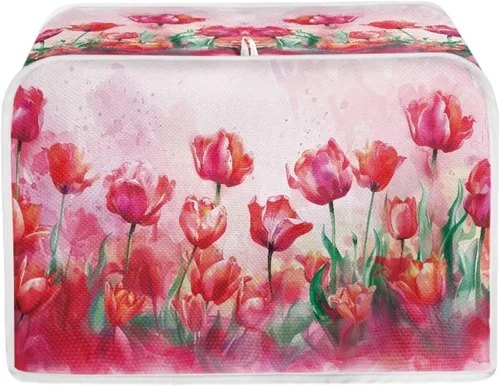 Miniatura 12 de Daisy Print 2 Slice Tostador Cover White Anti-Sputtering Pan Tostador Cover Cover Cover Dust Cover Pequeño Protector Lavable Electrodomésticos