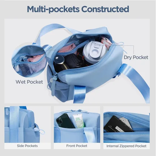 Miniatura 5 de Mini bolsa de gimnasio para mujeres y niñas, pequeña bolsa de gimnasio con compartimento húmedo, bolsa de viaje impermeable, bonita bolsa deportiva