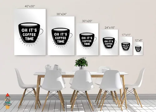 Miniatura 7 de HB Art Design Oh It's Coffee Time - Taza con cita y taza en blanco y negro con impresión de metal, arte de pared de cafetería, decoración