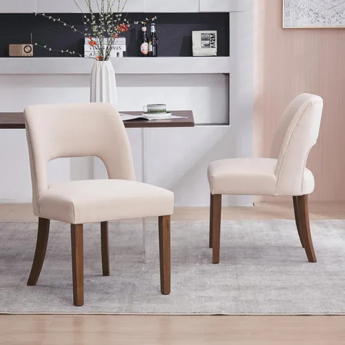 Miniatura 33 de VKNOW Juego de 2 sillas de comedor de madera, silla de comedor tapizada en tela moderna, silla de cocina, silla de cena de granja para cocina y Verde
