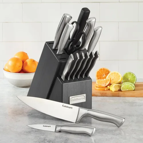 Miniatura 2 de Cuisinart Juego de cuchillos de bloque profesional, juego de cuchillos de 15 piezas con cuchillas de acero para un corte preciso, ligero, acero Gris