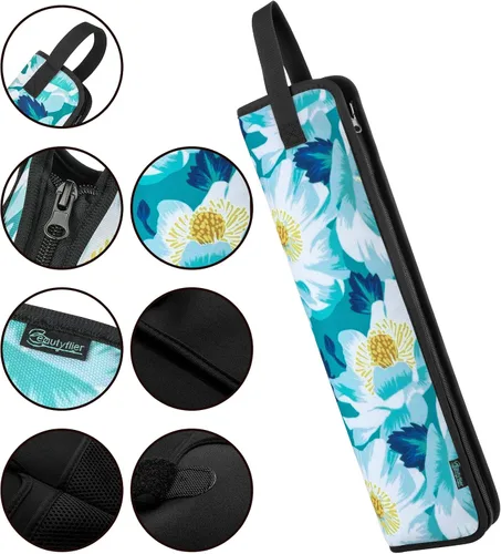 Miniatura 6 de Beautyflier Funda de viaje universal para rizador, lona resistente al calor y soporte para plancha plana, funda de viaje, soporte para rizador