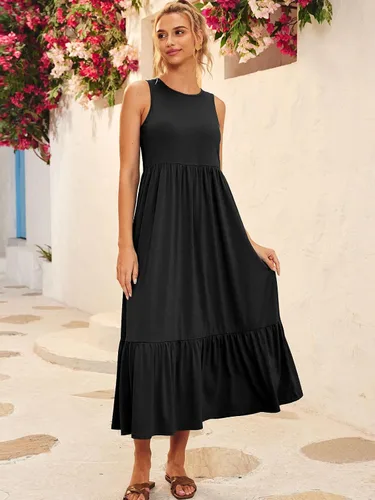 Miniatura 3 de LILLUSORY Vestidos de verano casuales sin mangas con cuello redondo y bolsillos para mujer