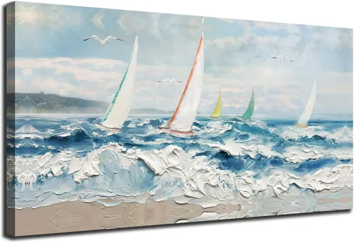 Miniatura 14 de Enartly Arte de pared de paisaje grande para sala de estar y dormitorio, decoración de pared de abedul blanco, lienzo de bosque verde, pintura