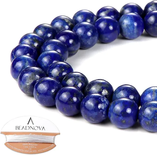 Miniatura 78 de Cuentas de ónix negro BEADNOVA con cuentas de cristal natural, piedras preciosas, redondas, sueltas, curativas de energía con cordón elástico de 01)