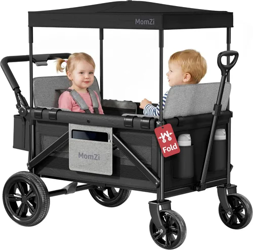 Cochecito para 2 niños, cochecito plegable con toldo extraíble, cochecito plegable con 2 plazas y bolsillo de almacenamiento para bebés pequeños,