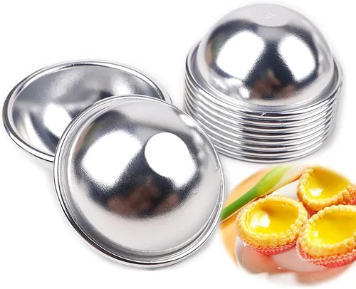 Miniatura 10 de LoBake 10 piezas de media bola de calabaza uva vollyball Shell aluminio tarta molde jalea pudín taza magdalena molde herramientas para hornear