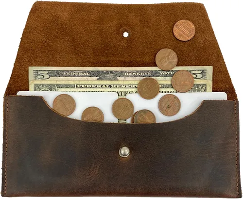Miniatura 5 de Hide & Drink, Bolsa larga de utilidad hecha a mano de cuero de grano completo, elegante cartera para llevar y almacenar efectivo, monedas, tarjetas