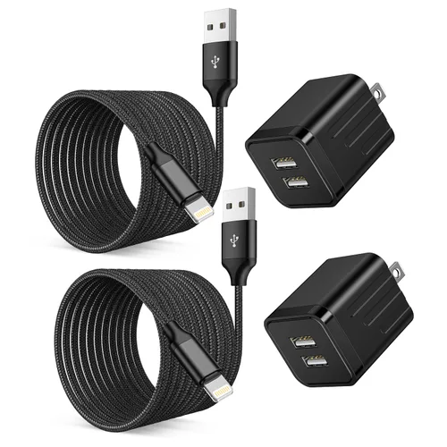 Miniatura 15 de Cargador rápido para iPhone, cargador de iPhone de carga rápida, paquete de 2 cargadores de pared USB de doble puerto, adaptador de bloque