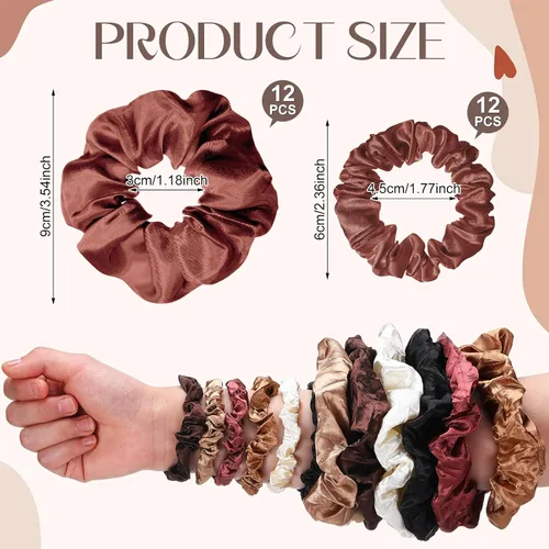 Miniatura 2 de WILLBOND 24 coleteros de satén para el cabello, bandas elásticas de seda a granel, soporte para cola de caballo para mujeres y niñas, accesorios