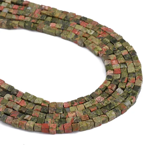 Miniatura 12 de BEADIA Cuentas espaciadoras de cubo de amazonita natural, cuentas de piedra cuadradas sueltas de 0.157 in para hacer joyas, 15.0 in/hebra
