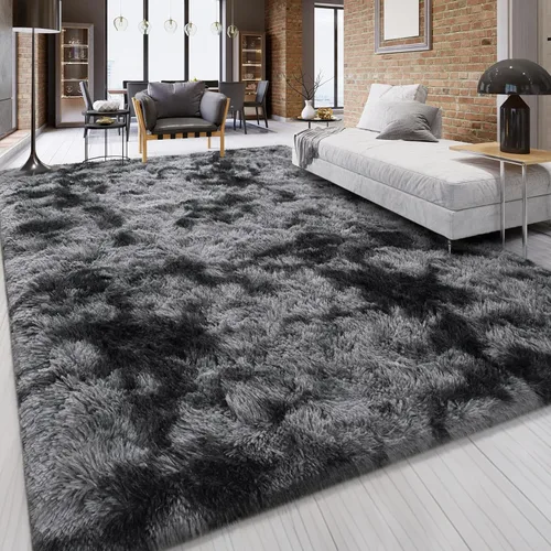 Miniatura 80 de FlyDOIT Alfombras Grandes para Sala de Estar, 5x8 Pies Alfombra Shaggy Teñida con Tie-Dye Gris Oscuro, Alfombras Mullidas Tipo Manta, Alfombras