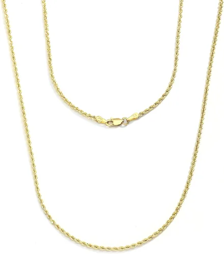 Miniatura 4 de Floreo 10k Yellow Gold 2mm Hollow Rope Chain Necklace with Lobster Claw Clasp