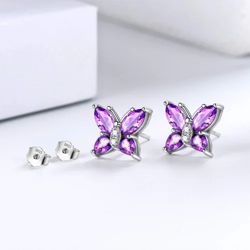 Miniatura 4 de Aurora Tears Butterfly Jewelry,Women 925 Sterling Silver Butterflies Birthstone Pendant NecklaceEarringsRings Wedding Gift