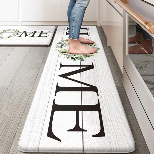Miniatura 36 de KIMODE Alfombra Antifatiga para Cocina 2 Piezas, Alfombras de Cocina Impermeables y Antideslizantes, Alfombra de Cocina de Estilo Rústico para Piso