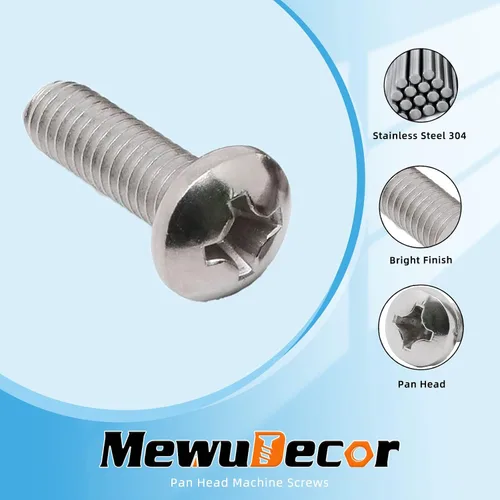Miniatura 2 de Tornillos de máquina de cabeza plana de 1/4-20 x 1-3/4", rosca completa, acero inoxidable 304 18-8, paquete de 10