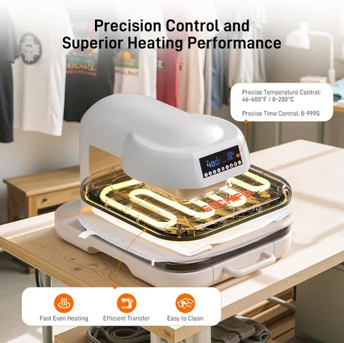 Miniatura 3 de Máquina de prensa de calor para camisetas, máquina automática de prensa de camisas de 15 x 15 pulgadas con 4 modos de memoria, apagado automático