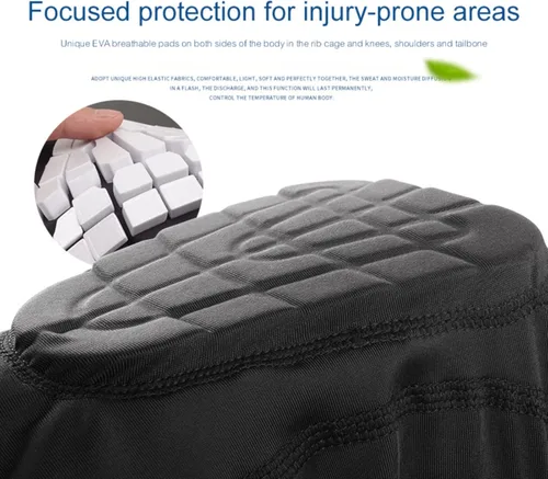 Miniatura 4 de Hotfiary Pantalones cortos de compresión acolchados para jóvenes, protector de pecho de costilla de fútbol, almohadillas protectoras para patinaje