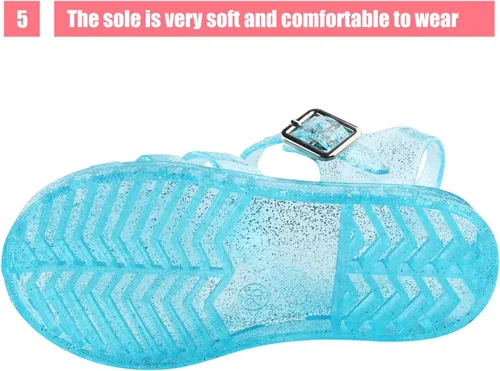Miniatura 6 de Amtidy Jelly Shoes for Girls, Snow Queen Princess Birthday Sandals for Little Girls, Frozen Inspired Party Cosplay Costumes Dress Flats