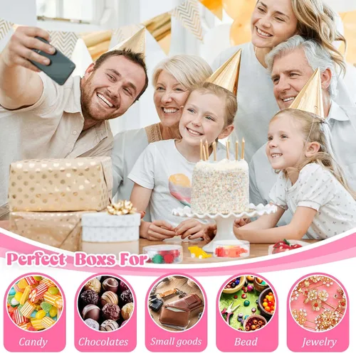 Miniatura 5 de Taiyin 50 cajas circulares de acrílico de plástico con tapa, caja de acrílico transparente, organizador pequeño de cubos redondos de 3 pulgadas