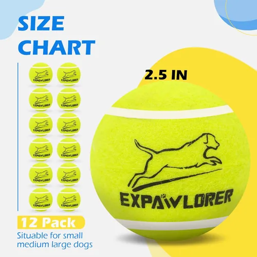 Miniatura 2 de EXPAWLORER Juguetes de tenis para perros, pelotas de tenis de juguete para perros de 2.5 pulgadas con chirriador, paquete de 12 pelotas interactivas