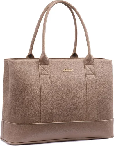 Miniatura 12 de LOVEVOOK Bolsa de mano para computadora portátil para mujer, piel vegana guijarro de 15.6 pulgadas, bolsa para laptop de gran capacidad para mujer