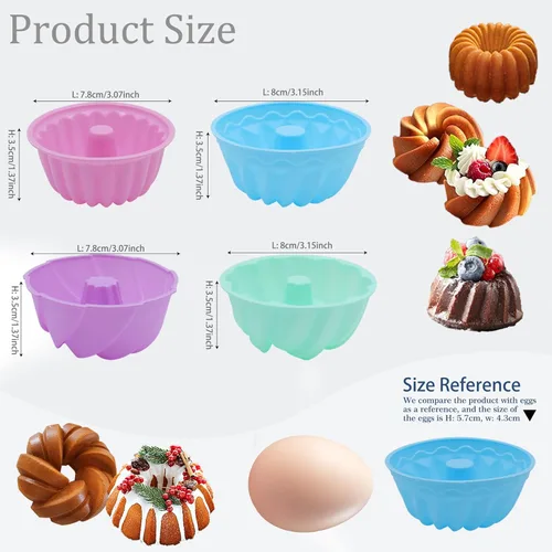 Miniatura 4 de Tongjude 48 Moldes de Silicona para Donas, 3.15" de Diámetro 1.37" de Profundidad Pequeñas Tazas Reutilizables para Hornear, Antiadherentes, Moldes