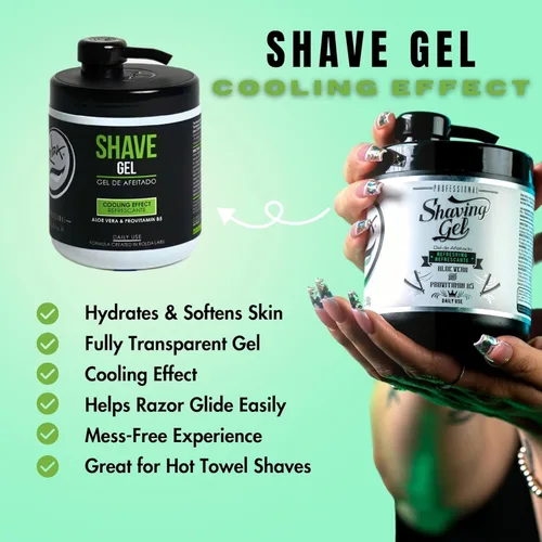 Miniatura 4 de Rolda Gel de afeitado refrescante para pieles sensibles, gel de afeitado transparente sin espuma para hombres con aloe vera, provitamina B5