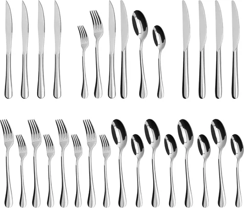 Miniatura 9 de Juego de cubiertos de 24 piezas, juego de cubiertos para 8, juego de cubiertos de vajilla de acero inoxidable de grado alimenticio