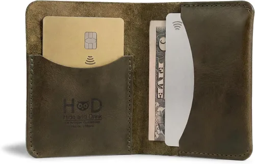 Miniatura 9 de Hide & Drink, Tarjetero plegable hecho a mano de cuero de grano completo, almacenamiento de tarjetas de crédito, organizador de dinero, caja