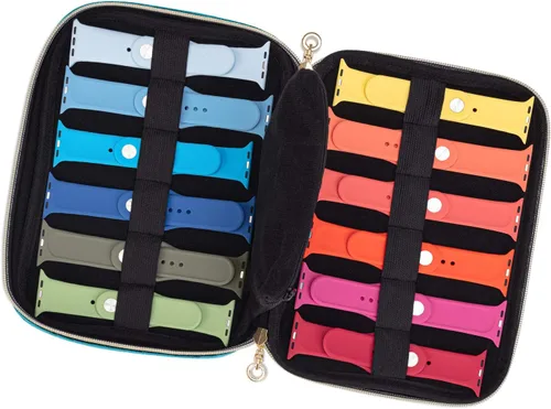 Miniatura 3 de Teamoy Estuche de almacenamiento para relojes - Con capacidad para 12 correas, bolsa organizadora de viaje compatible con todas las series de Verde