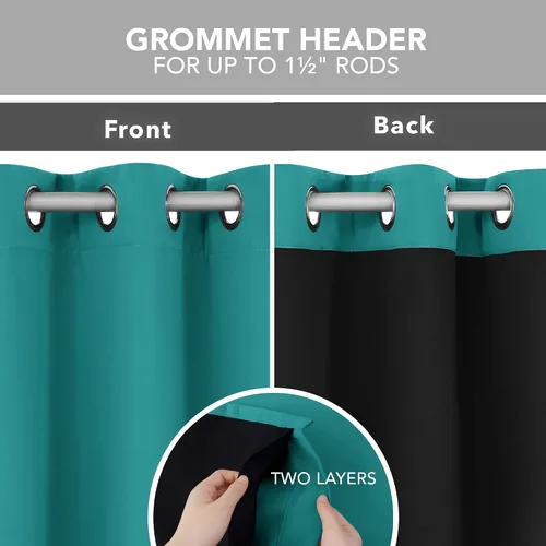 Miniatura 63 de Deconovo Cortinas opacas 100% con forro negro, cortinas con ojales aisladas térmicamente que reducen el ruido, doble capa para oscurecer