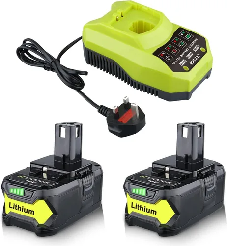 Paquete de 2 baterías de repuesto de 7.0Ah para Ryobi 18V y cargador compatibles con baterías Ryobi de 18 V P102 P103 P104 P105 P107 P108 P109 con