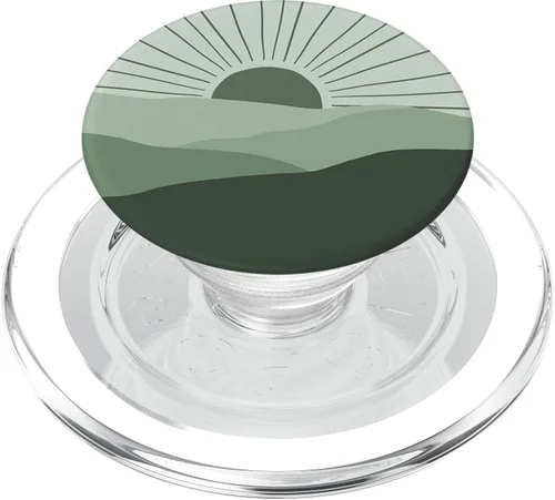 Miniatura 8 de Minimal Sage Green Mountain Sunset Boho Chic Estética PopSockets intercambiables PopGrip