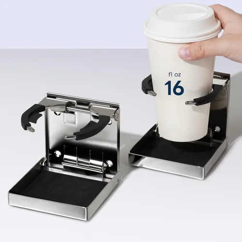 Miniatura 8 de marinexplore 4 Piezas Portavasos para Barco, Portavasos de Acero Inoxidable Montado en la Pared para Bebidas, Portavasos de Anillo Negro Soporte