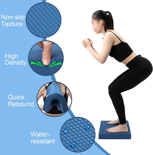 Miniatura 3 de StrongTek Almohadilla de equilibrio profesional de espuma para ejercicios, 15.8 x 13 x 2 pulgadas, rodillera de espuma TPE de alta densidad, Azul