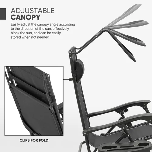 Miniatura 6 de Par de 2 sillas de gravedad cero con sombrilla de Magshion Furniture