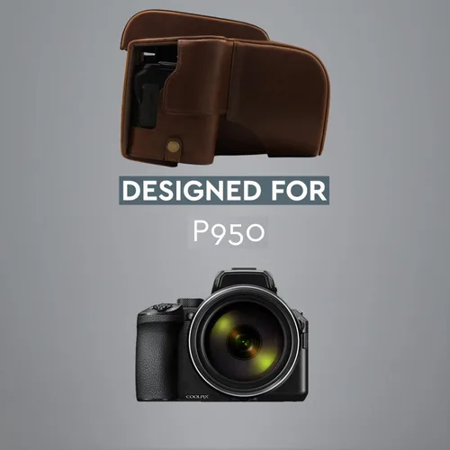 Miniatura 5 de MegaGear Funda de piel sintética compatible con Nikon Coolpix P950 - Marrón oscuro (MG1879)