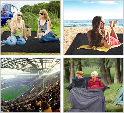 Miniatura 4 de REDCAMP - Manta Stadium impermeable, grande, resistente al viento, suave y forro polar cálido para acampar, clima frío y deportes al aire libre Gris